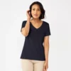 Women's Croft & Barrow® Essential V-Neck Tee -Clothing-Croft & Barrow 3482291 Navy