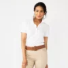 Women's Croft & Barrow® Essential Classic Pique Polo Shirt -Clothing-Croft & Barrow 3508798 White