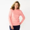 Women's Croft & Barrow® Essential Long-Sleeve Mockneck Top -Clothing-Croft & Barrow 3880563 Coral Stripe