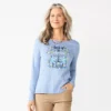 Women's Croft & Barrow® Holiday Long Sleeve Graphic Tee 1 Women's Croft & Barrow® Holiday Long Sleeve Graphic Tee -Clothing-Croft & Barrow 3913731 Blue Love And Light