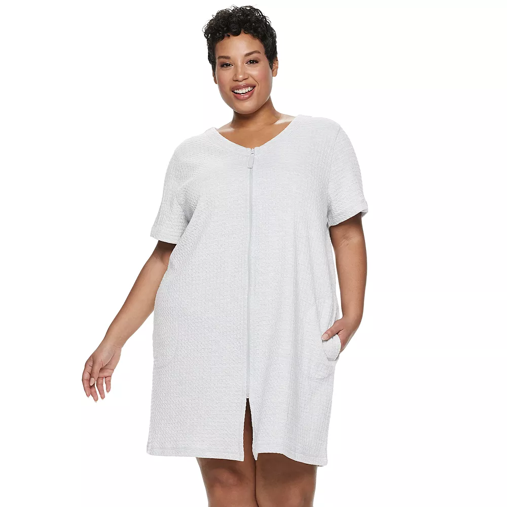 Plus Size Croft & Barrow® Waffle-Knit Zip-Front Robe 3 Plus Size Croft & Barrow® Waffle-Knit Zip-Front Robe