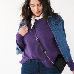 Plus Size Croft & Barrow® Essential Crewneck Long Sleeve Tee -Clothing-Croft & Barrow 4470907 ALT2