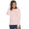Petite Croft & Barrow® Crewneck Long-Sleeve Tee -Clothing-Croft & Barrow 4474951 Light Pink