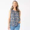 Women's Croft & Barrow® Pintuck Splitneck Sleeveless Top -Clothing-Croft & Barrow 4799269 Multi Floral