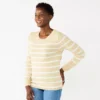 Women's Croft & Barrow® Extra Soft Crewneck Sweater -Clothing-Croft & Barrow 4922627 Beige Stripe