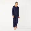 Women's Croft & Barrow® Textured Knit Henley Long Sleeve Pajama Top & Pajama Pants Sleep Set -Clothing-Croft & Barrow 5011078 Navy Stars