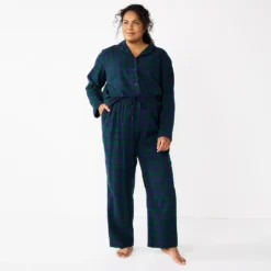 Plus Size Croft & Barrow® Flannel Long Sleeve Pajama Shirt & Pajama Pants Set -Clothing-Croft & Barrow 5032550 ALT2