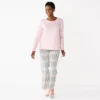 Women's Croft & Barrow® Velour Long Sleeve Pajama Top & Pajama Pants Set