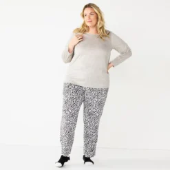 Plus Size Croft & Barrow® Velour Long Sleeve Pajama Top & Pajama Pants Set