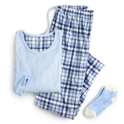 Petite Croft & Barrow® Velour Long Sleeve Pajama Top & Pajama Pants Set -Clothing-Croft & Barrow 5041069 ALT5