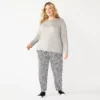 Plus Size Croft & Barrow® Long Sleeve Pajama Top & Pajama Pants Set -Clothing-Croft & Barrow 5044287 Gray Animal Print