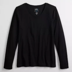Petite Croft & Barrow® Essential Long-Sleeve V-Neck Top -Clothing-Croft & Barrow 5044534 ALT5