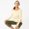 Petite Croft & Barrow® Essential Long-Sleeve V-Neck Top -Clothing-Croft & Barrow 5044534 Cream Easy Paisley