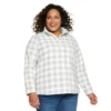 Plus Size Croft & Barrow® Snap-Neck Microfleece Top -Clothing-Croft & Barrow 5127255 Gray Plaid