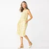 Petite Croft & Barrow® Smocked Swing Midi Dress -Clothing-Croft & Barrow 5235414 Yellow Floral