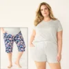 Plus Size Croft & Barrow® 3-Piece Pajama Top, Pajama Shorts & Pajama Skimmers Sleep Set -Clothing-Croft & Barrow 5317544 Navy Multi Floral