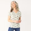 Women's Croft & Barrow® Henley Top -Clothing-Croft & Barrow 5511255 Grey Toucan Print