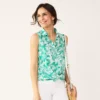 Women's Croft & Barrow® Sleeveless Linen Blend Shirt -Clothing-Croft & Barrow 5523103 Teal Palm