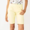 Women's Croft & Barrow® Pull-On Bermuda Jean Shorts -Clothing-Croft & Barrow 5523581 Yellow
