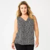 Plus Size Croft & Barrow® Tank -Clothing-Croft & Barrow 5557212 Black Lilly Leaves
