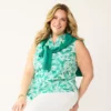 Plus Size Croft & Barrow® Sleeveless Linen Blend Shirt -Clothing-Croft & Barrow 5562808 Teal Palm