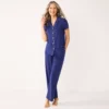 Women's Croft & Barrow® Short Sleeve Pajama Shirt & Pajama Pants Sleep Set -Clothing-Croft & Barrow 5567538 Navy Dots