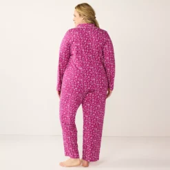 Plus Size Croft & Barrow® Long Sleeve Pajama Shirt & Pajama Pants Sleep Set -Clothing-Croft & Barrow 5567539 ALT