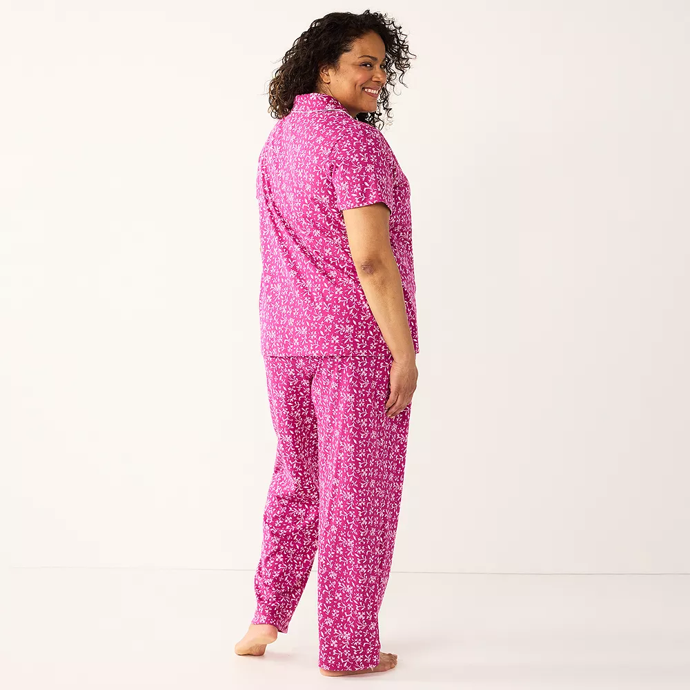 Plus Size Croft & Barrow® Short Sleeve Pajama Shirt & Pajama Pants Sleep Set 4 Plus Size Croft & Barrow® Short Sleeve Pajama Shirt & Pajama Pants Sleep Set - Image 2