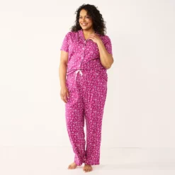 Plus Size Croft & Barrow® Short Sleeve Pajama Shirt & Pajama Pants Sleep Set 7 Plus Size Croft & Barrow® Short Sleeve Pajama Shirt & Pajama Pants Sleep Set -Clothing-Croft & Barrow 5567540 ALT2