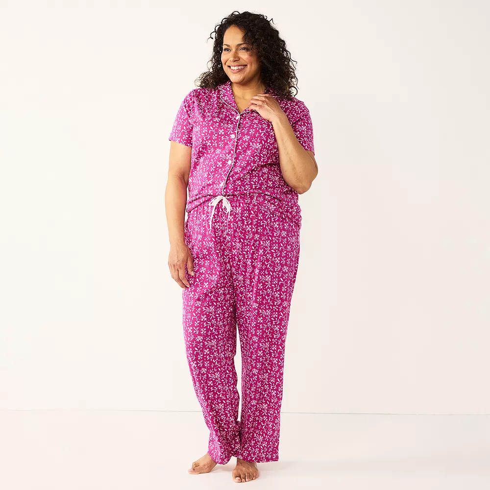Plus Size Croft & Barrow® Short Sleeve Pajama Shirt & Pajama Pants Sleep Set 5 Plus Size Croft & Barrow® Short Sleeve Pajama Shirt & Pajama Pants Sleep Set - Image 3