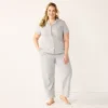 Plus Size Croft & Barrow® Short Sleeve Pajama Shirt & Pajama Pants Sleep Set -Clothing-Croft & Barrow 5567540 Gray Heather