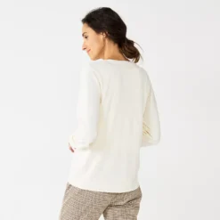 Women's Croft & Barrow® Extra Soft V-Neck Cardigan -Clothing-Croft & Barrow 5581457 ALT