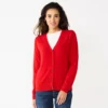 Women's Croft & Barrow® Extra Soft V-Neck Cardigan -Clothing-Croft & Barrow 5581457 Red