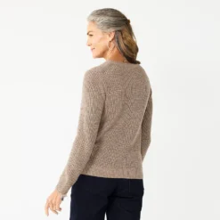 Women's Croft & Barrow® Crewneck Cable Sweater -Clothing-Croft & Barrow 5582065 ALT