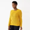 Women's Croft & Barrow® Crewneck Cable Sweater -Clothing-Croft & Barrow 5582065 Gold
