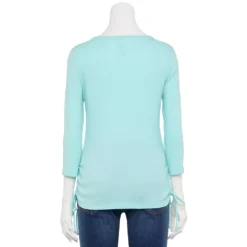 Petite Croft & Barrow® Side Drawstring Top -Clothing-Croft & Barrow 5584046 ALT