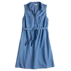 Women's Croft & Barrow® Sleeveless Chambray Shirtdress -Clothing-Croft & Barrow 5585765 ALT5
