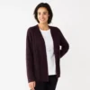 Petite Croft & Barrow® Extra Cozy Cable Cardigan -Clothing-Croft & Barrow 5586816 Plum
