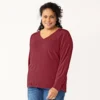 Plus Size Croft & Barrow® Extra Soft V-Neck Sweater -Clothing-Croft & Barrow 5587888 Plum