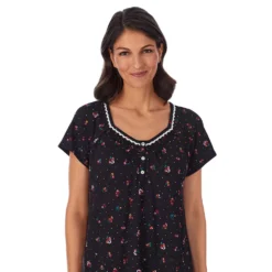 Women's Croft & Barrow® Cozy Short Sleeve Smocked Nightgown -Clothing-Croft & Barrow 5637631 ALT2
