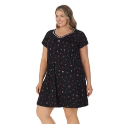 Plus Size Croft & Barrow® Cozy Short Sleeve Smocked Nightgown -Clothing-Croft & Barrow 5637632 ALT2