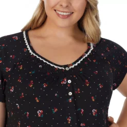 Plus Size Croft & Barrow® Cozy Short Sleeve Smocked Nightgown -Clothing-Croft & Barrow 5637632 ALT3