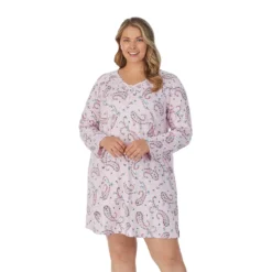 Plus Size Croft & Barrow® Cozy Long Sleeve Smocked Nightgown