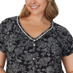 Plus Size Croft & Barrow® Cozy Short Sleeve Button-Front Pajama Top & Pajama Pants Sleep Set 9 Plus Size Croft & Barrow® Cozy Short Sleeve Button-Front Pajama Top & Pajama Pants Sleep Set -Clothing-Croft & Barrow 5637641 ALT3