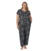 Plus Size Croft & Barrow® Cozy Short Sleeve Button-Front Pajama Top & Pajama Pants Sleep Set -Clothing-Croft & Barrow 5637641 Black Toile