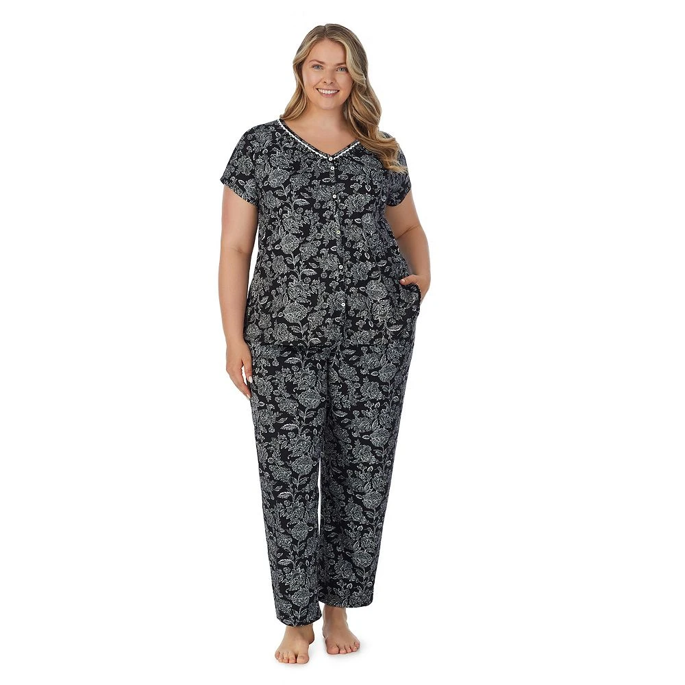 Plus Size Croft & Barrow® Cozy Short Sleeve Button-Front Pajama Top & Pajama Pants Sleep Set 3 Plus Size Croft & Barrow® Cozy Short Sleeve Button-Front Pajama Top & Pajama Pants Sleep Set