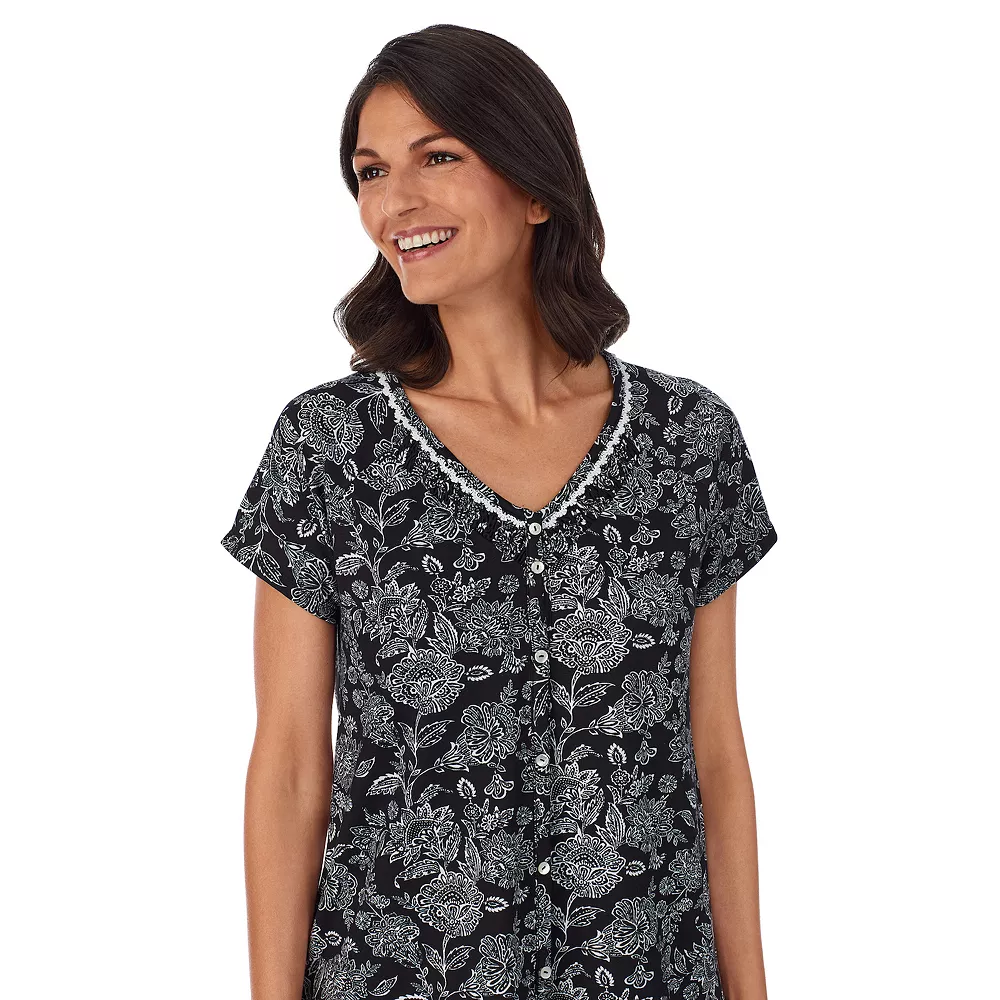 Petite Croft & Barrow® Cozy Short Sleeve Button-Front Pajama Top & Pajama Pants Sleep Set 5 Petite Croft & Barrow® Cozy Short Sleeve Button-Front Pajama Top & Pajama Pants Sleep Set - Image 3