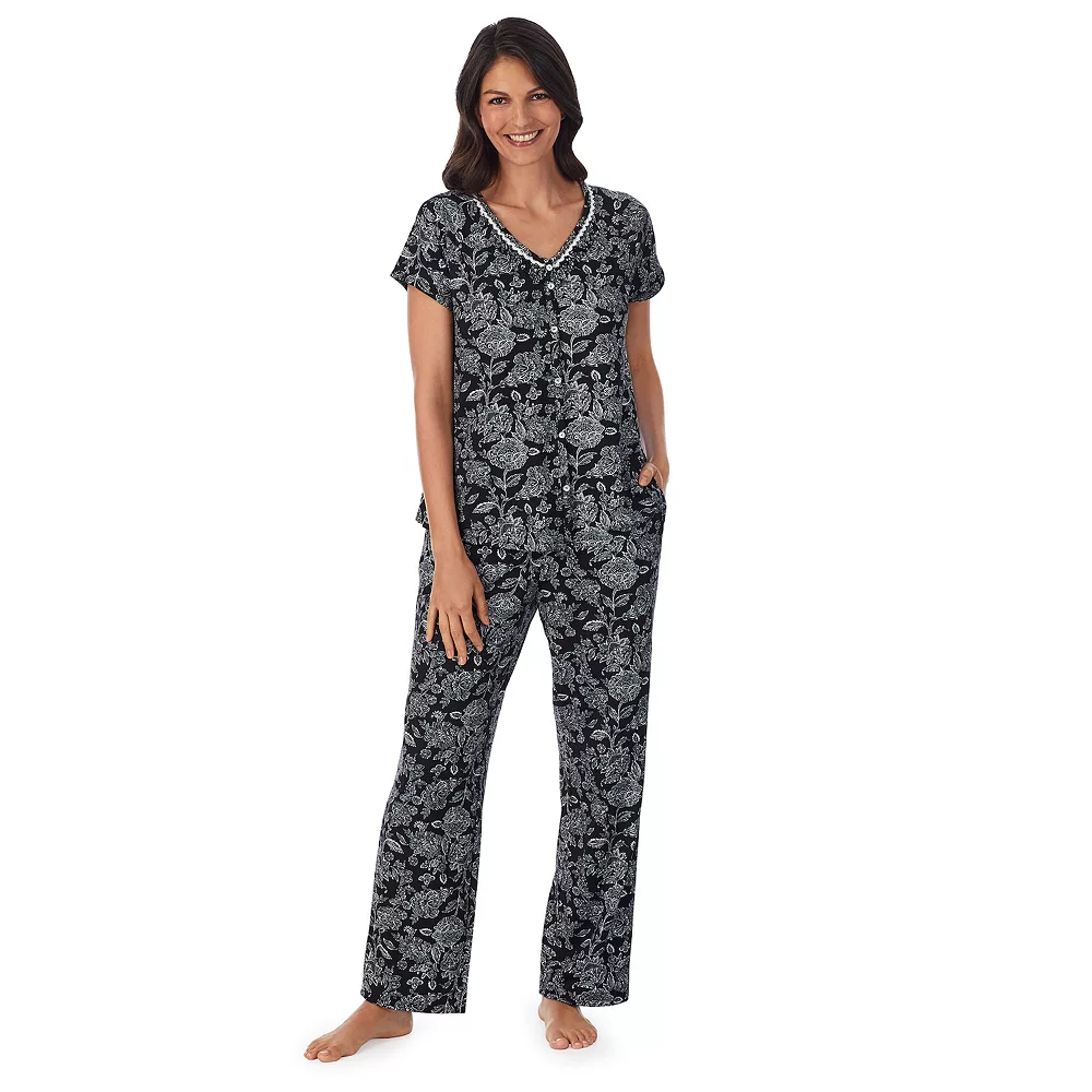 Petite Croft & Barrow® Cozy Short Sleeve Button-Front Pajama Top & Pajama Pants Sleep Set 3 Petite Croft & Barrow® Cozy Short Sleeve Button-Front Pajama Top & Pajama Pants Sleep Set