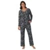 Women's Croft & Barrow® Cozy Long Sleeve Pajama Top & Pajama Pants Sleep Set -Clothing-Croft & Barrow 5637643 Black Toile