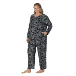 Plus Size Croft & Barrow® Cozy Long Sleeve Pajama Top & Pajama Pants Sleep Set -Clothing-Croft & Barrow 5637645 ALT2
